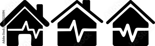 house with earthquake seismic waves icon illustration
