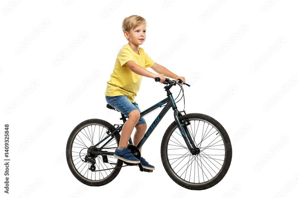 little boy riding a bicycle isolated on white little boy riding a bicycle isolated on white