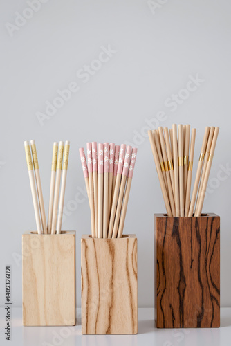 Wallpaper Mural three wooden pencils holders with decorated pencils Torontodigital.ca