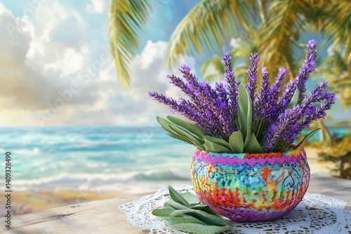 Wallpaper Mural Colorful lavender and sage bouquet on a beach. Torontodigital.ca
