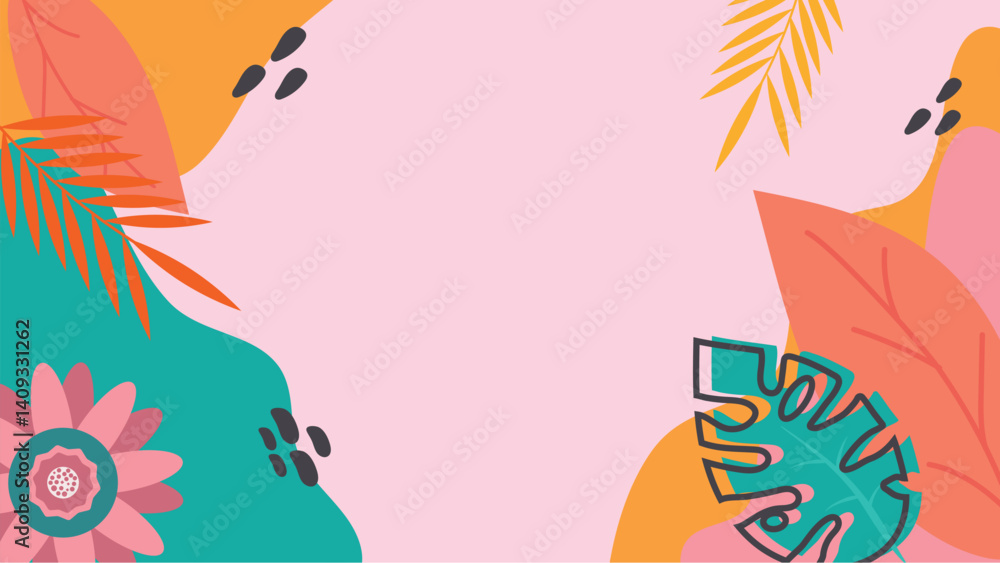 Obraz premium Flat Floral Spring Element Illustration Background 