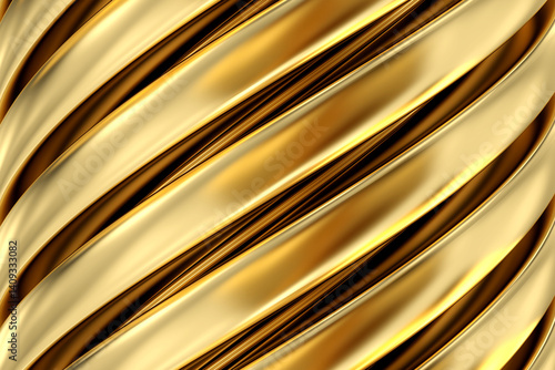 Obraz na płótnie Golden Spiral Abstract, mesmerizing and luxurious abstract design features spiraling pattern of sleek gold, showcasing the intricate beauty of curved lines, 3d rendering w salonie