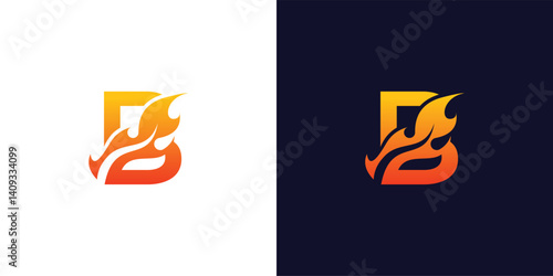 fire flame initial letter B vector design logo inspiration icon template