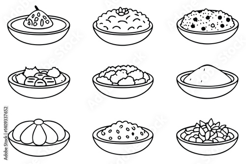 risotto line art minimalist illustration of delicious dish