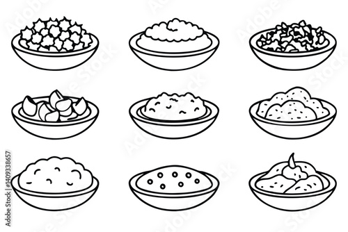 risotto line art fresh italian meal in simple form