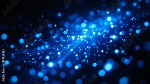 Obraz na płótnie Blue optical fibers in dark space. w salonie