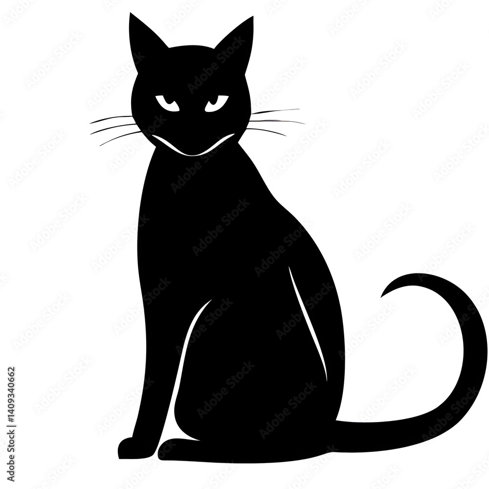 Obraz premium black cat on white background
