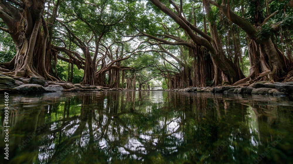 Obraz premium A tree with roots in the water 4