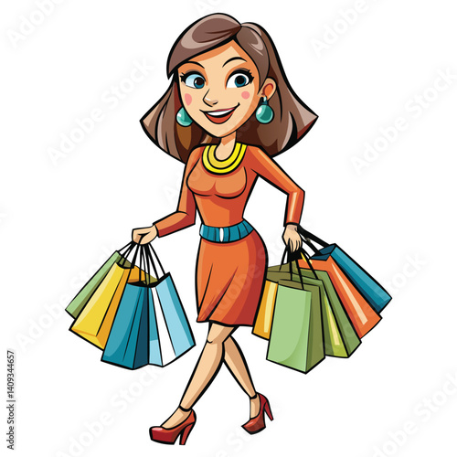 Happy shopper with colorful bags