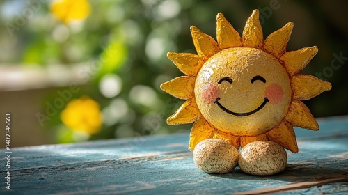 Generative AI Image of Happy Cute Sun Clay Craft in the Park