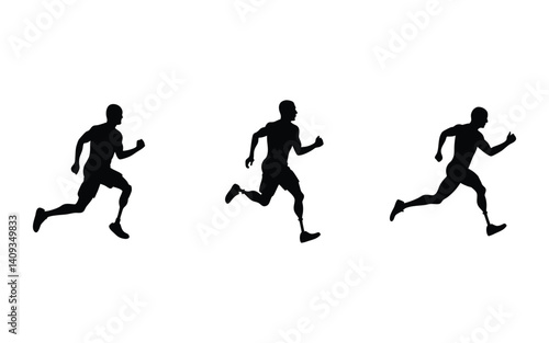 Disabled Athlete Running Silhouette | Paralympic Runner Vector