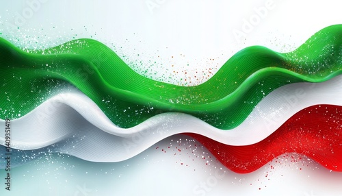 Abstract Italian Flag Waving Background, Green White And Red Flag Of Italy, Italian National Colors,