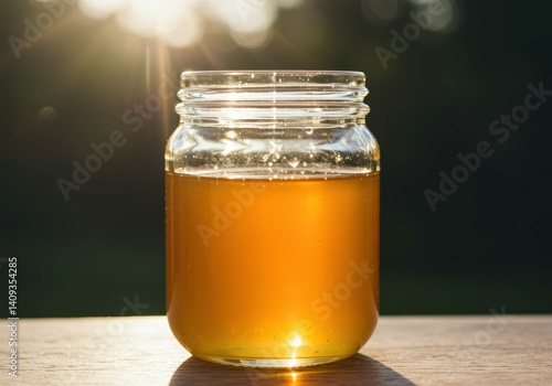 Wallpaper Mural organic natural honey illuminated by bright sunlight in a glass jar Torontodigital.ca
