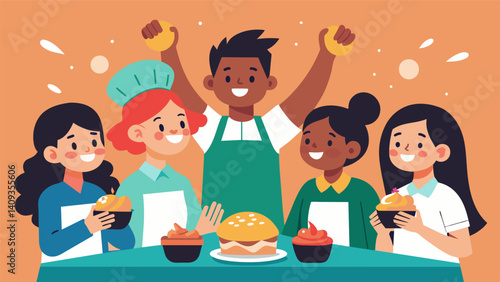 As the class came to an end the participants left with full bellies happy memories and the satisfaction of mastering the art of sopes and gorditas cooking.. Vector illustration