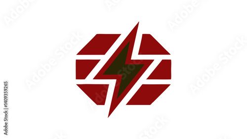 Free Download Bold Red Hexagon Logo with Central Lightning Bolt Dark Background Geometric Design Powerful Branding - GFXLoad