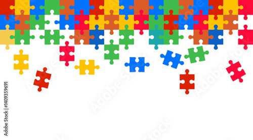Autism Awareness day Colorful Puzzles Background with copy space
