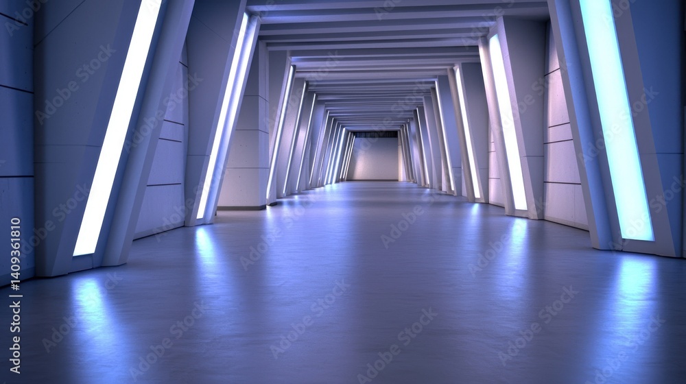Obraz premium Futuristic Corridor with LED Lighting