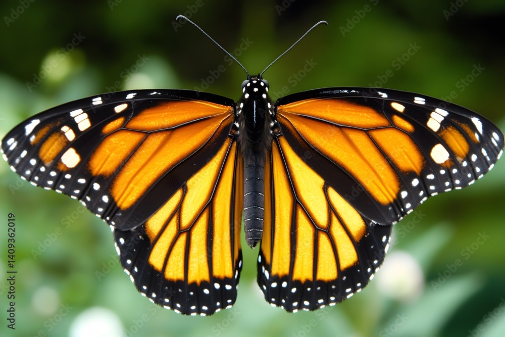 Fototapeta premium Monarch Butterfly Wings Detailed Closeup Nature
