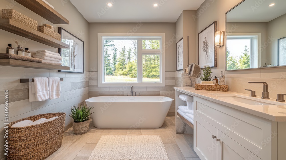 Stylish and Functional Bathtub Shelving Unit Alongside a Modern Vanity with Sink for Bathroom Decor Ideas Stylish and Functional Bathtub Shelving Unit Alongside a Modern Vanity with Sink for Bathroom Decor Ideas