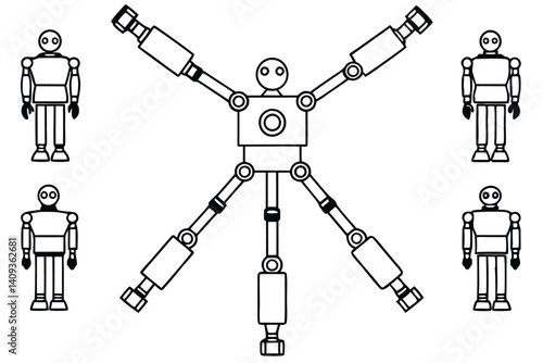 robotics arm line art modern robotic automation system
