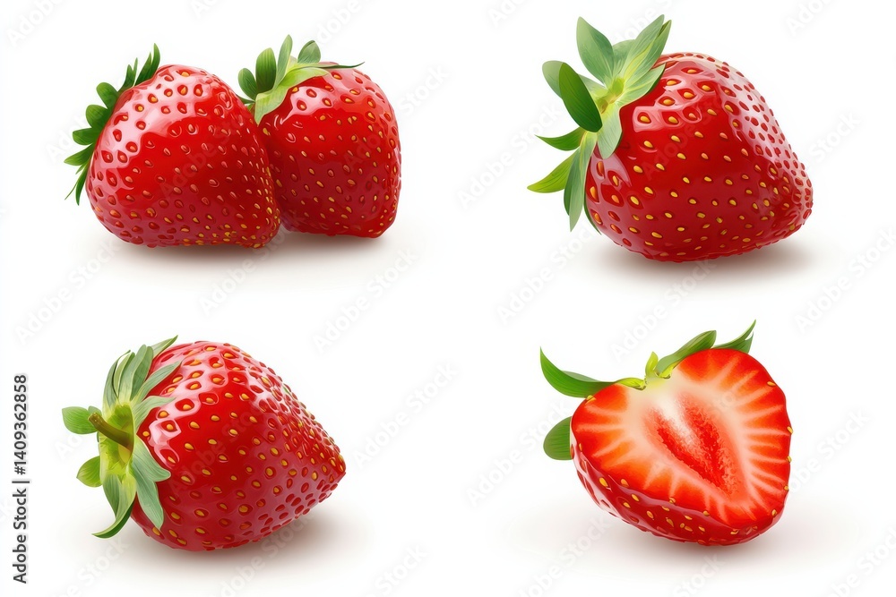 Fresh strawberries clustered together in a bright and vibrant arrangement on a clean background Fresh strawberries clustered together in a bright and vibrant arrangement on a clean background