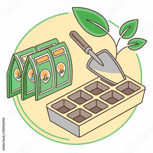 logo of an organized garden kit with a seeds