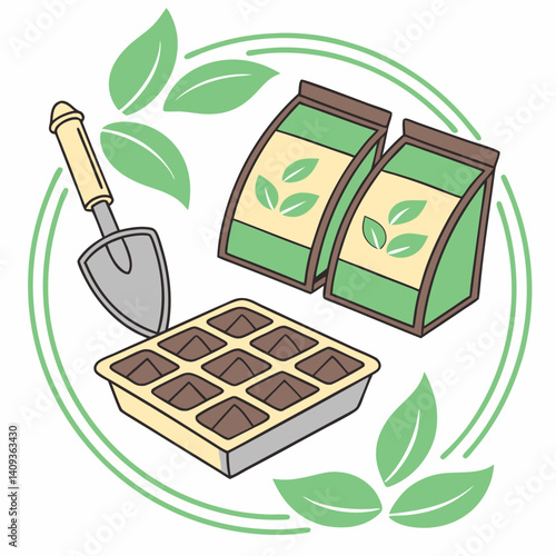 logo of an organized garden kit with a seeds