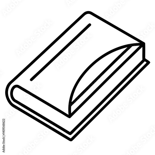 Simple Outline Illustration Of A Closed Book Lying Down On A Table Top Vector Style Minimalist Black And White Design