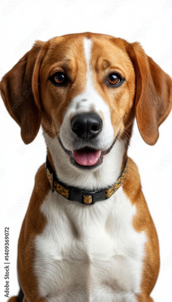 Close-up of a beagle with a cheerful expression, looking directly at the camera. The dog's friendly demeanor is captured against a plain white background.
Close-up of a beagle with a cheerful expression, looking directly at the camera. The dog's friendly demeanor is captured against a plain white background.