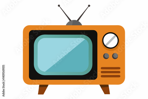 Retro Television Illustration Featuring Vintage Design And Color Palette Perfect For Nostalgic Themed Projects With Isolated White Background