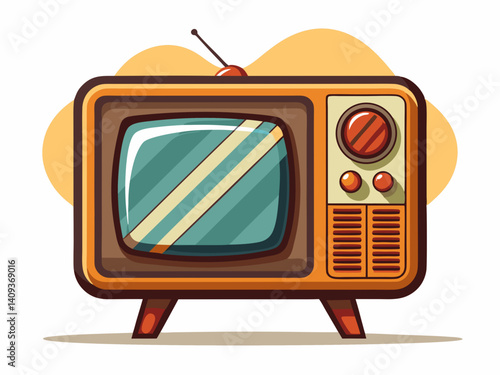 Nostalgic Retro Television With Antenna Vector Illustration Classic Design For Vintage Media Broadcasting And Entertainment Themes Graphic Element Isolated