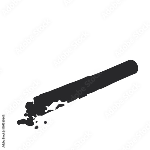 Broken cigarette silhouette on white background, no smoking symbolism