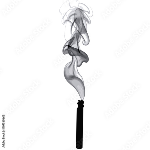 Silhouette of smoke rising from extinguished cigarette, contemplation