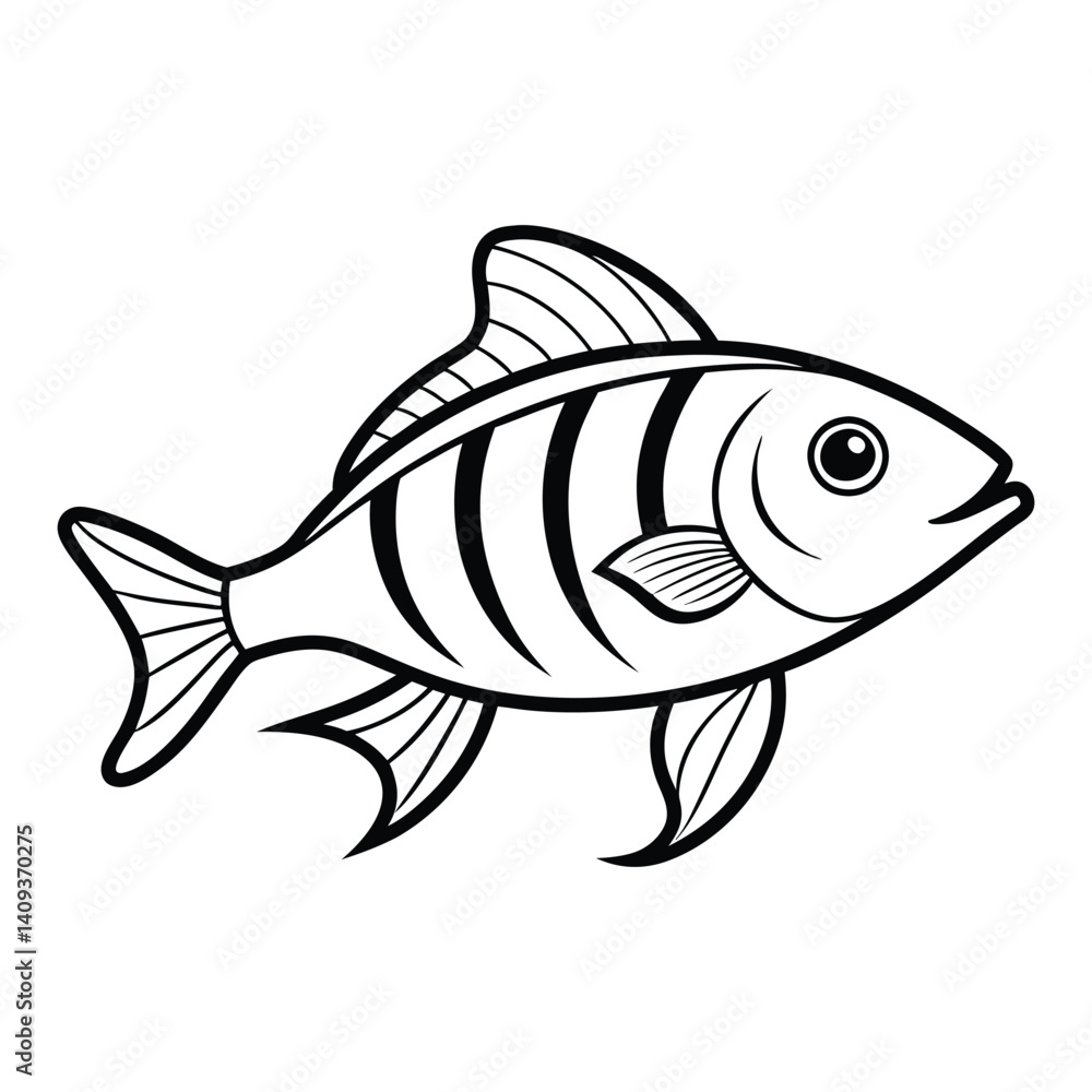 Naklejka premium Aquatic vector fish illustration, a marine drawing