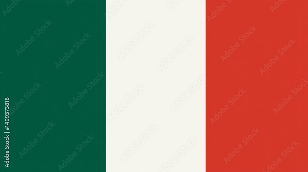 Flag of Italy Illustration in Green, White, and Red, Close-up of the Italian National Symbol