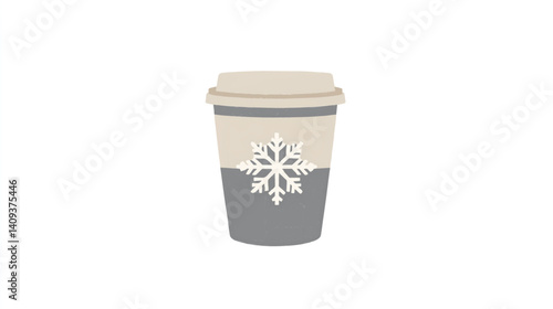Winter Coffee Cup with Snowflake Design in Cozy Holiday To-Go Drink Illustration Vector Art Design
