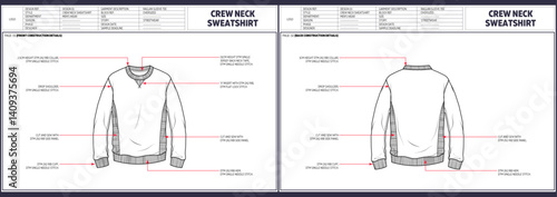 Sweatshirt Fashion Design Gament Technical Tech Pack