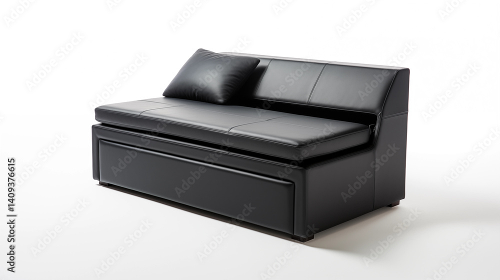 Black Leather Futon Sofa Bed with Storage Modern Design Black Leather Futon Sofa Bed with Storage Modern Design