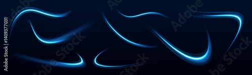 Racing cars dynamic flash effects city road with long exposure night ligh. Neon color glowing lines background, high-speed light trails effect electric light, light effect.	