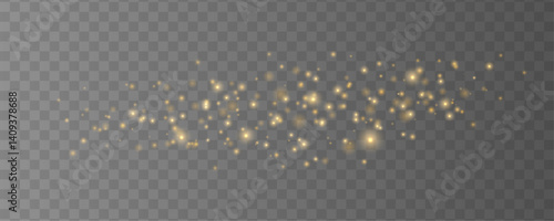 A soft burst of golden glitter radiates outward like fairy dust. Light sparkles float in layers, forming a dreamy, festive composition. Perfect for magical overlays or holiday designs.