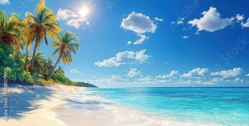 Wallpaper Mural Tropical Beach Paradise at Guadalupe Island Caribbean with Palm Trees and Azure Blue Water Torontodigital.ca