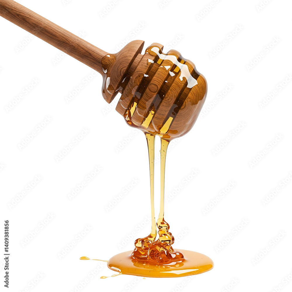 honey dripping from a wooden dipper honey dripping from a wooden dipper