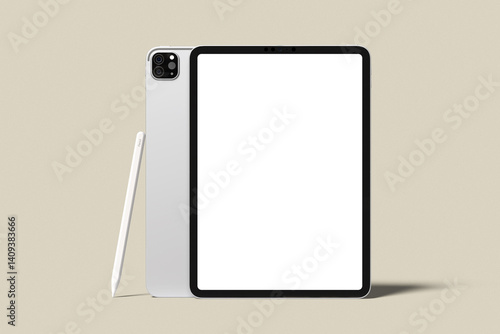 Realistic blank tablet illustration for mockup. 3D Render.