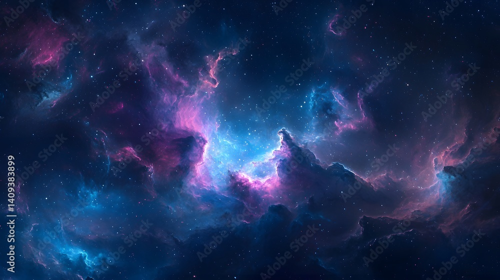 Obraz premium A vibrant, colorful nebula in deep space, showcasing a stunning array of stars and cosmic dust, highlighting the beauty and vastness of the universe