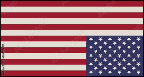 American flag upside down on a transparent background. The national flag of the USA with a black border frame and bold, absolute colors. Vector illustration