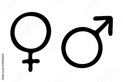 Hand drawn female and male gender identity icon Symbol used to represent sex and gender