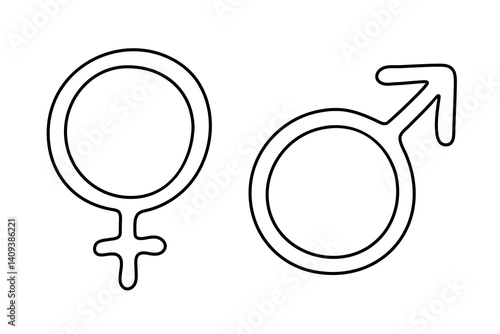 Hand drawn female and male gender identity icon Symbol used to represent sex and gender