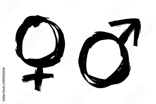 Hand drawn female and male gender identity icon Symbol used to represent sex and gender