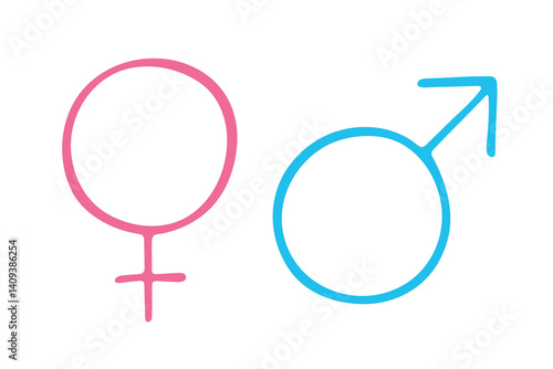 Hand drawn female and male gender identity icon Symbol used to represent sex and gender