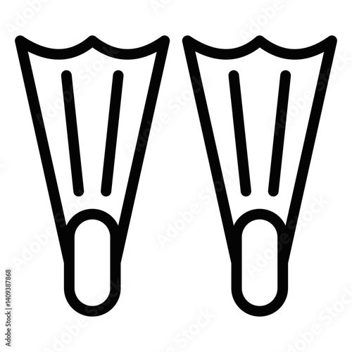 Diving flippers icon in outline style. Editable stroke.